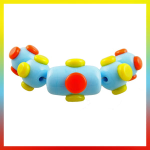 Handmade Glass Bead Set: 5 Lampwork Beads (Sky Blue, Orange & Yellow)