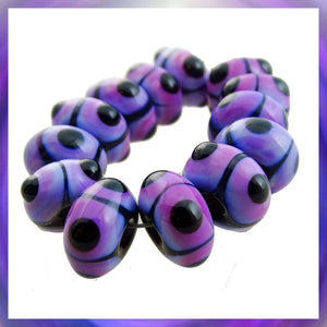 Handmade Glass Bead Set: 13 Lampwork Beads: A Baker's Dozen (Pinks, Violets & Black)