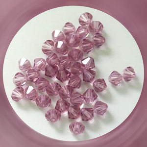 Swarovski 5328 Xilion Beads: 4mm Bi-cone / Pack of 40 / Light Amethyst