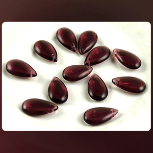 Czech Glass Beads: Top-Drilled Transparent Flat Drop - Dk. Amethyst - 18 X 10mm (Bag of 12)