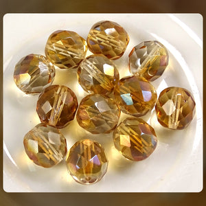 Czech Glass Beads: Trans. Champagne Luster, Faceted Round, 10mm (Bag of 12)