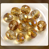 Czech Glass Beads: Trans. Champagne Luster, Faceted Round, 10mm (Bag of 12)