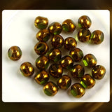Czech Glass Beads: Trans. Olive/Ant. Gold Luster Window Beads - 6mm (Bag of 25)