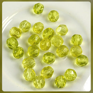 Czech Glass Beads: Trans. Jonquil with Silver Luster, Faceted Round, 6mm (Bag of 25)