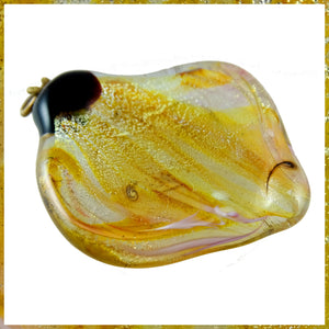 At The Torch! Handmade Glass Pendant - Molten Mix of Colors with Silver Leaf