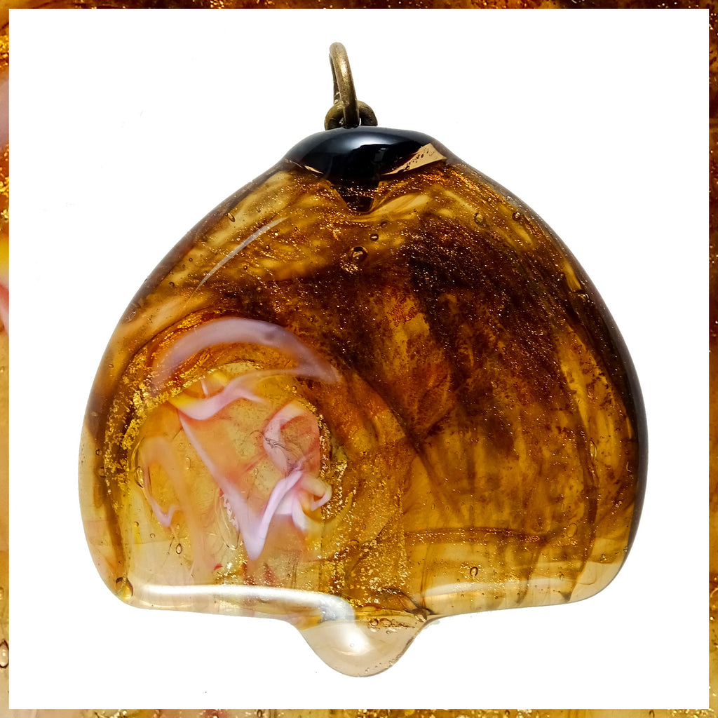 At The Torch! Handmade Glass Pendant - Molten Mix of Colors with Goldstone