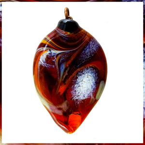 At The Torch! Handmade Glass Pendant - Molten Mix of Colors w/ Transparent Amber