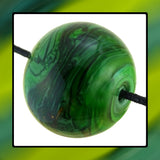 Handmade Hollow Core Glass Focal Bead: Forest Planet (Greens Blend)