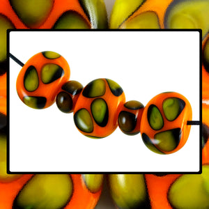 Handmade Glass Bead Set: Hollow Flat Ovals (5 Lampwork Beads)