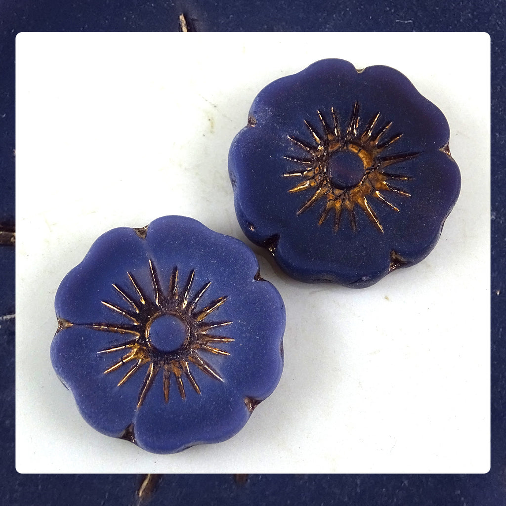 Czech Glass Beads: Matte Purple Large Flower (Bag of 2 beads)