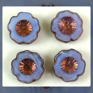 Czech Glass Beads: Periwinkle Hawaiian Flower Beads (Bag of 4 beads)