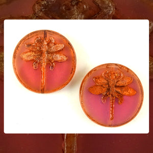 Czech Glass Beads: Table Cut Large Dragonfly Beads - Transparent Cranberry (Bag of 2)