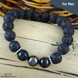 Men's Bracelet - Volcanic Lava Beads: One Size Fits All
