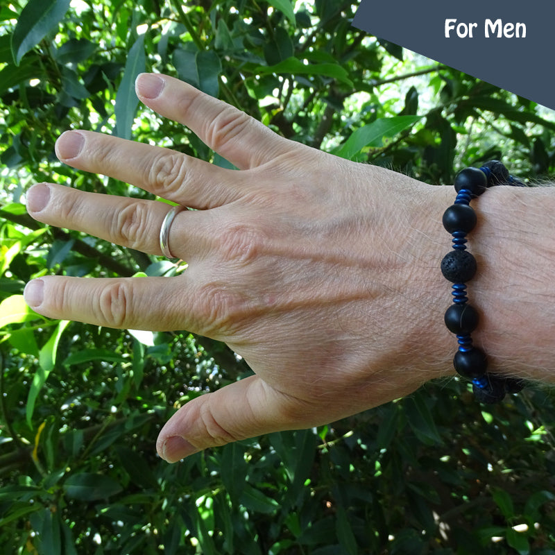 Men's Bracelet - Volcanic Lava Beads w/ Round Lobster Claw Clasp