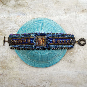 Sophia's Web Bracelet: Hand-Woven, Bead Embroidered, Hand-Decorated