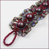 Ruffled & Red Bracelet: Hand-Woven / Czech Glass / Swarovksi Crystal / Japanese Seed Beads