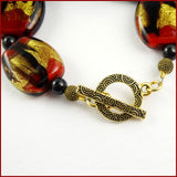 "The Fire Inside" Bracelet w/ Our Own Handmade Glass Beads & Beaded Cabochon
