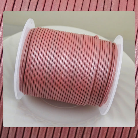 European Round Leather Cord: Pale Pink (3 Meters / 3.28 Yards)