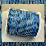 High Quality Round Leather Cord: Distressed Sky Blue (3 Meters / 3.28 Yards)