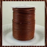 European Round Leather Cord: Metallic Cinnamon (3 Meters / 3.28 Yards)