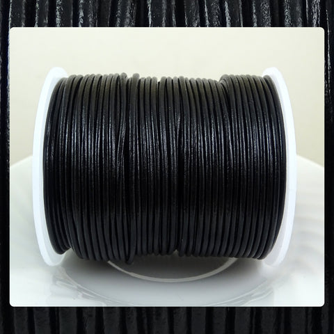 European Round Leather Cord: Black (3 Meters / 3.28 Yards)