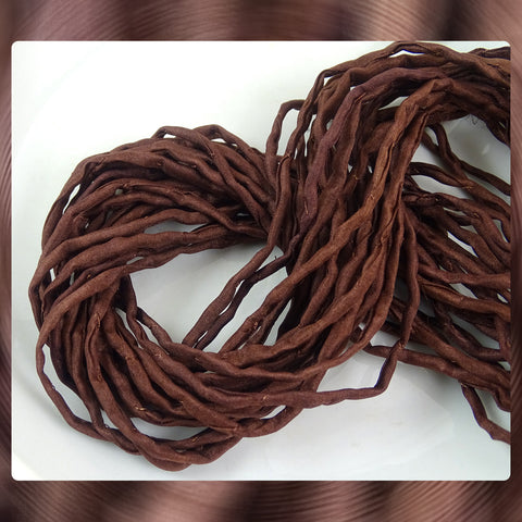 Hand Dyed Silk Cords: Chocolate Brown - Sold By The Individual Cord (Width: 2-3mm)
