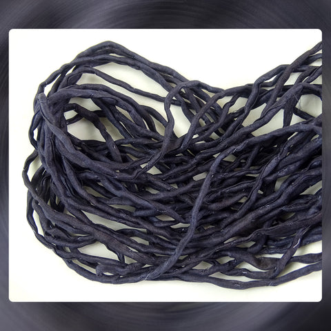 Hand Dyed Silk Cords: Charcoal Black - Sold By The Individual Cord (Width: 2-3mm)