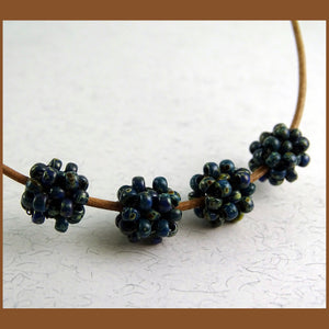 "Cage Beads": Hand-Woven Beaded Beads - Picasso Blue