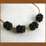 "Cage Beads": Hand-Woven Beaded Beads - Picasso Black
