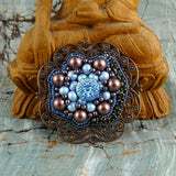Fantasia Firenze Handcrafted Jewelry: Pearly Dewdrops Brooch (Hand Woven / Hand Embroidered)