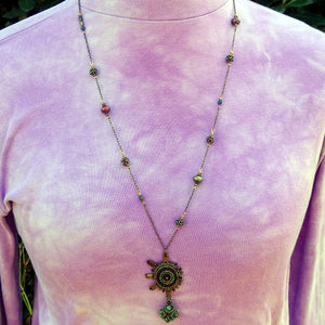 Mandala Amulet Necklace with Hand-Woven Pendant