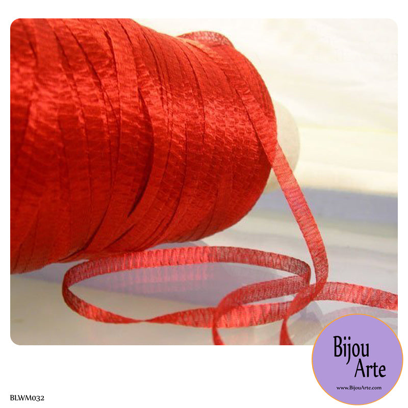 Italian Tubular Wire Mesh Ribbon - Scarlet (6mm)