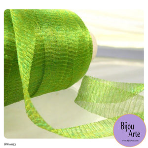 Italian Tubular Wire Mesh Ribbon - Peridot (20mm)