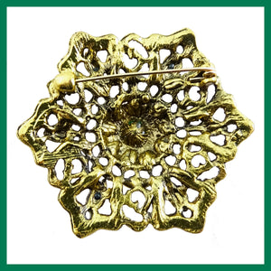 Vintage-Style Brooch: Jade Green and Topaz