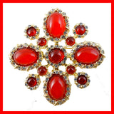 Vintage-Style Brooch: Cherry Red and Crystal