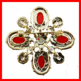 Vintage-Style Brooch: Cherry Red and Crystal