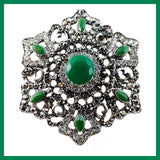 Vintage-Style Brooch: Jade Green and Crystal