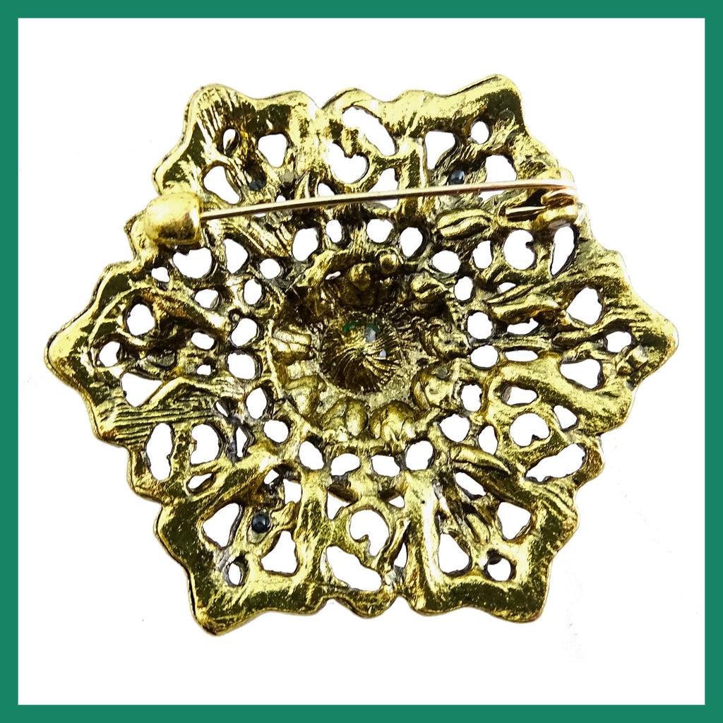 Vintage-Style Brooch: Jade Green and Topaz