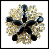 Vintage-Style Brooch: Black and Crystal