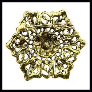 Vintage-Style Brooch: Black and Crystal