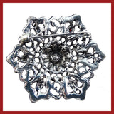 Vintage-Style Brooch: Red and Clear Crystal