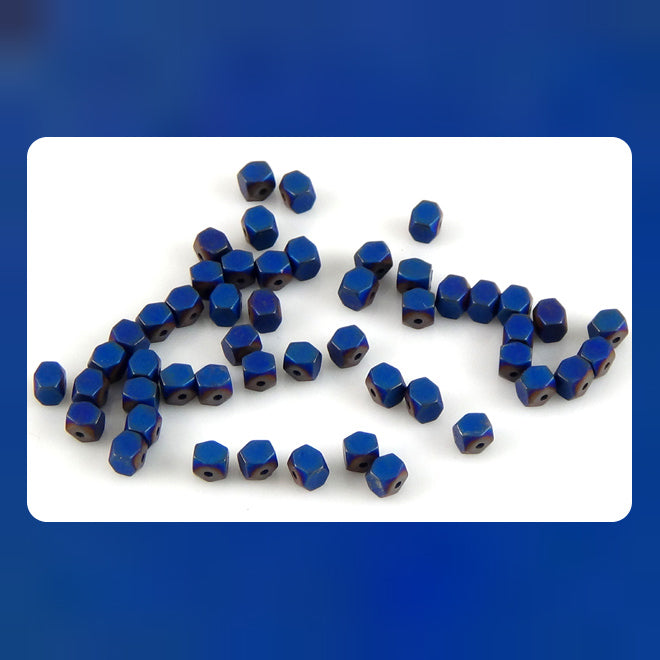 Galvanized Hematite Accent/Spacer Beads - Metallic Matte Royal Blue (50 pcs)
