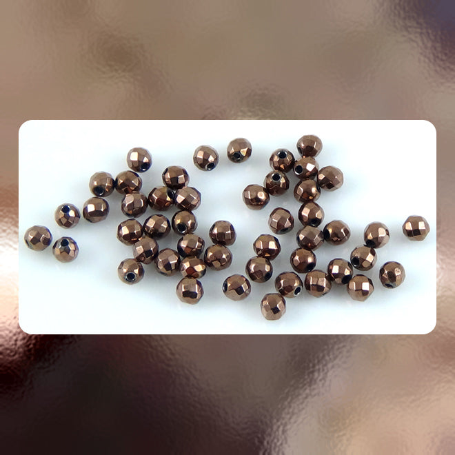 Galvanized Hematite Accent/Spacer Beads - Metallic Dark Bronze Round (50 pcs.)