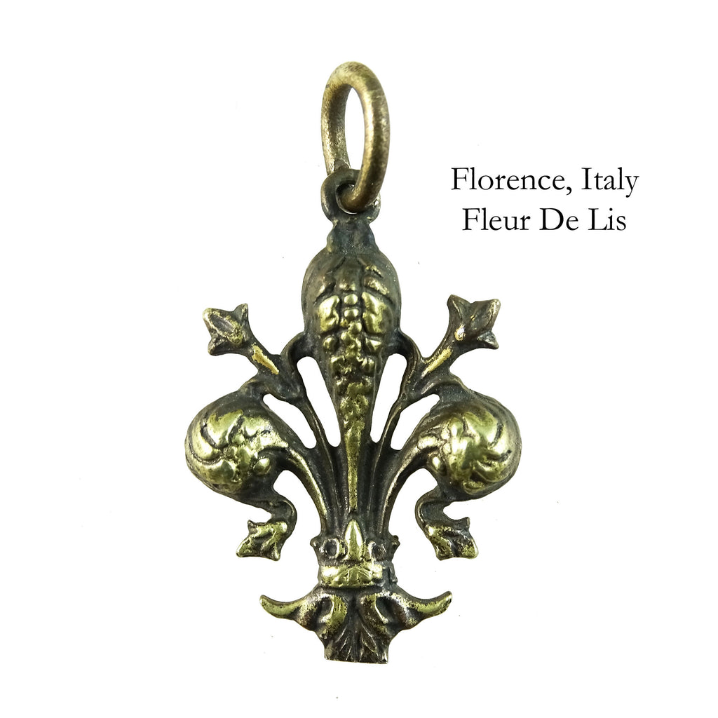 Florence, Italy Solid Brass Charm: Fleur-de-lis (Antiqued)
