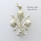Florence, Italy Solid Brass Charm: Fleur-de-lis (Silver-Plated)