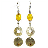 Fantasia Firenze Handcrafted Jewelry: Amber Kiss Earrings (Antique Silver-Plated)