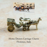Florence, Italy Solid Brass Charm: Horse-Drawn Carriage