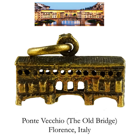Florence, Italy Solid Brass Charm: Ponte Vecchio (The Old Bridge)