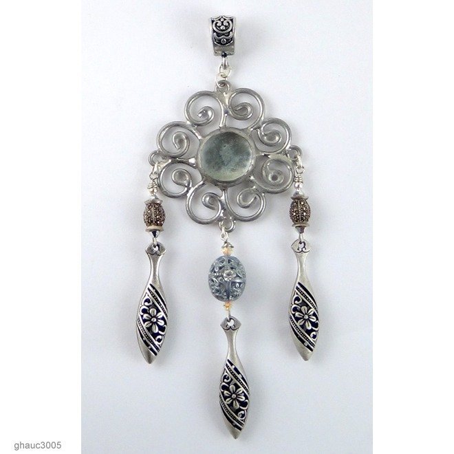 Hand-Made Pendant with Sterling Silver and Marcasite Beads