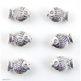 High quality Zinc alloy "Zamak" fish beads with silver-plated finish.  Each fish measures 11mm end-to-end.